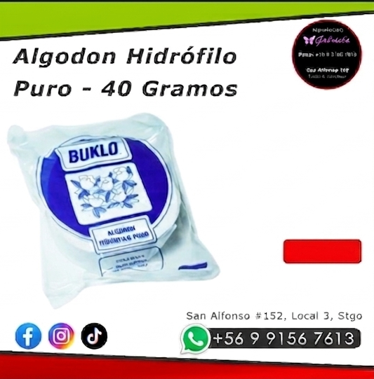 Algodón Hidrofilo puro 40 gramos