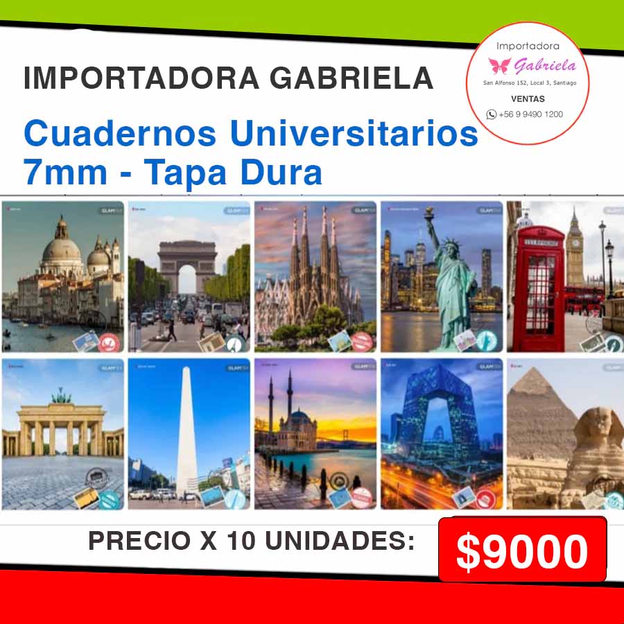 10 cuadernos Universitarios Cuadriculados de 7mm