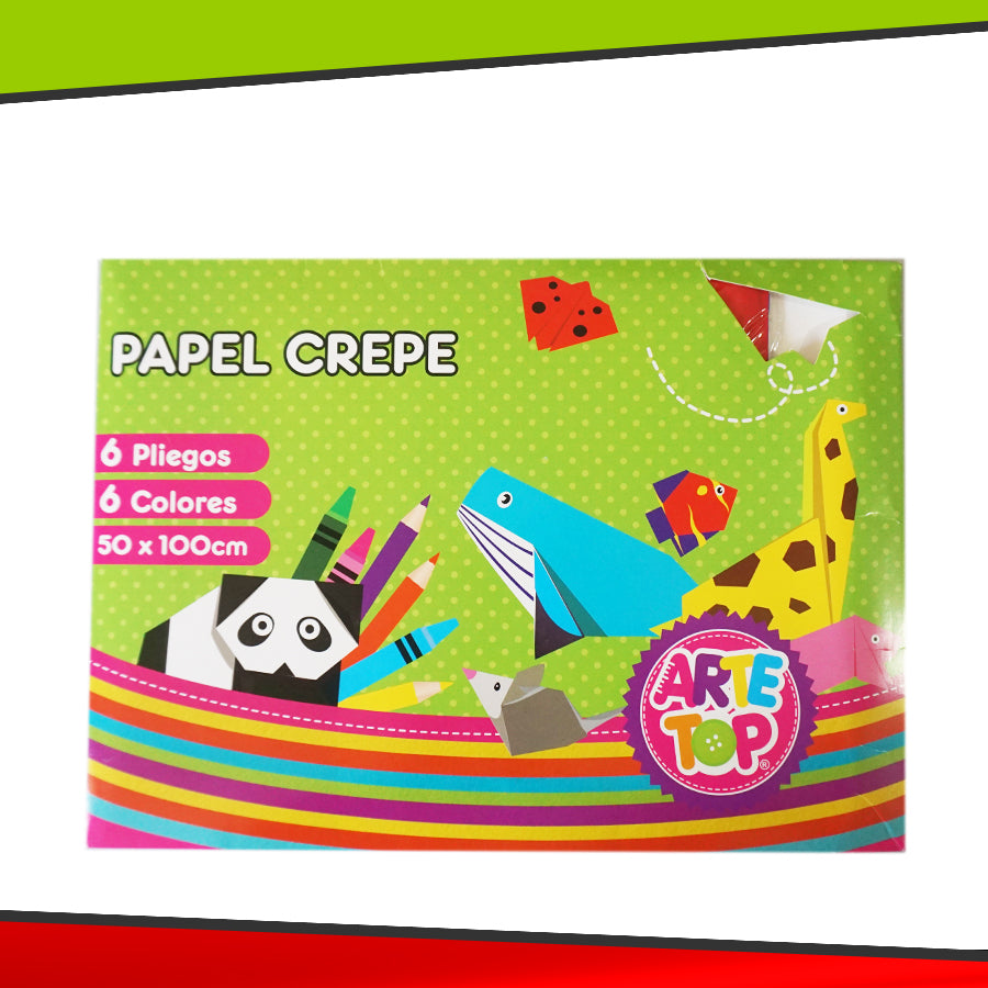 Papel Crepé - 6 Pliegos - 6 Colores - 50X100 CM