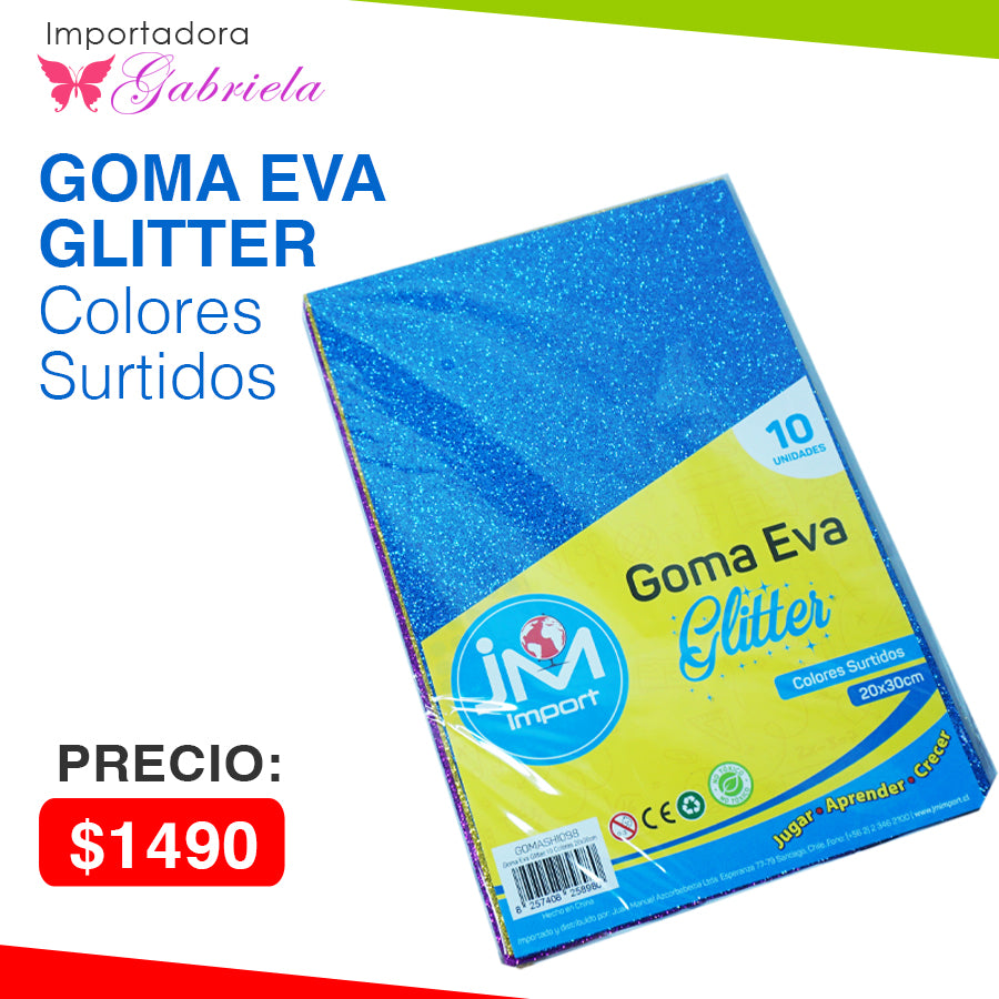 GOMA EVA GLITTER COLORES SURTIDOS