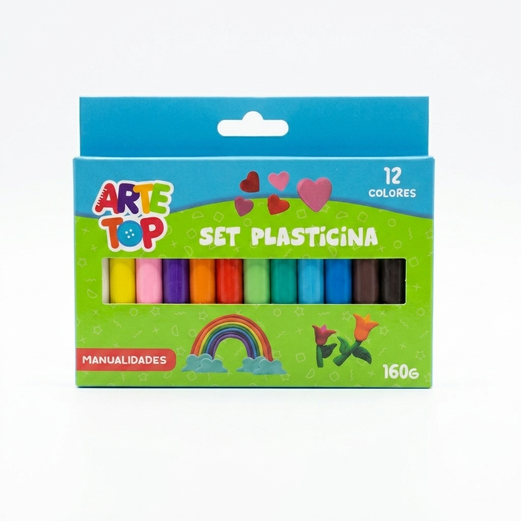 Set de Plasticina Arte Top 12 Colores (160g) - Para Manualidades y Escolar -PRECIO X MAYOR DE 3