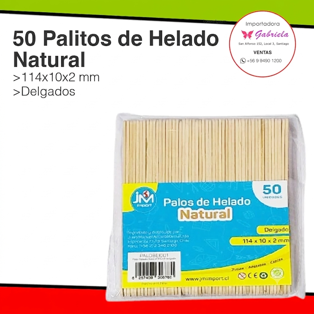 50 Palitos de Helado Natural o Madera - Delgado
