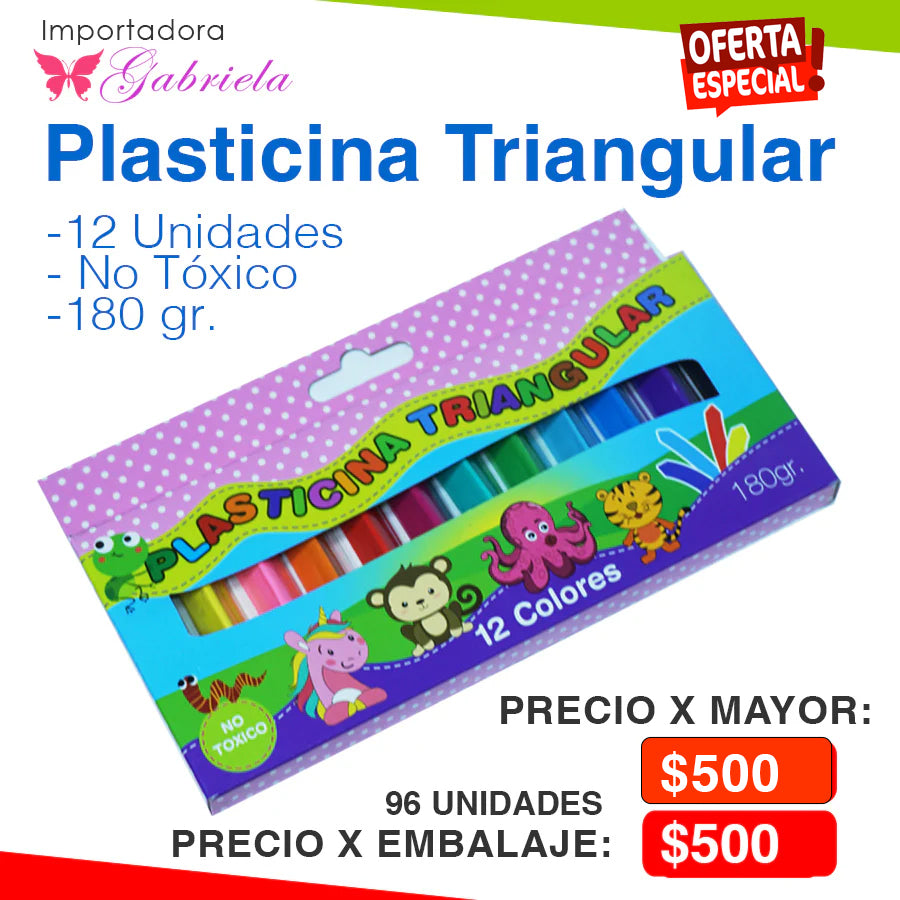 PLASTICINA TRIANGULAR 12 UNIDADES