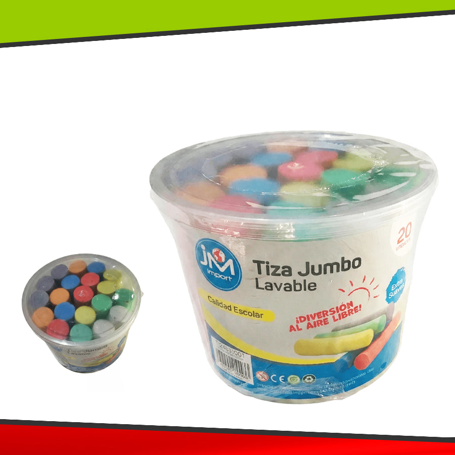 TIZAS SET DE 20 UNID JUMBO - LAVABLE- CALIDAD ESCOLAR
