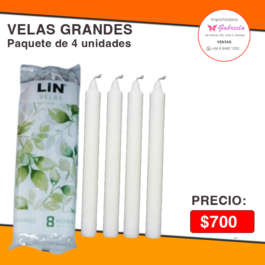 VELAS GRANDES 4 UNIDADES
