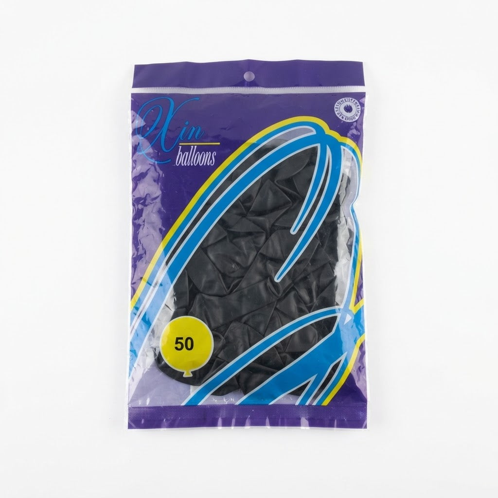 Bolsa de 50 Globos Negro Liso N° 9 / N° 10 - Globos de Látex para Fiestas y Decoración