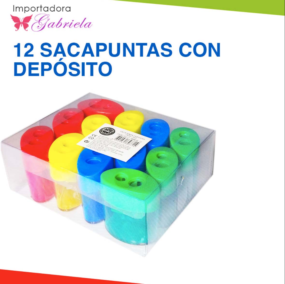 12 Sacapuntas con depósito CON GOMA