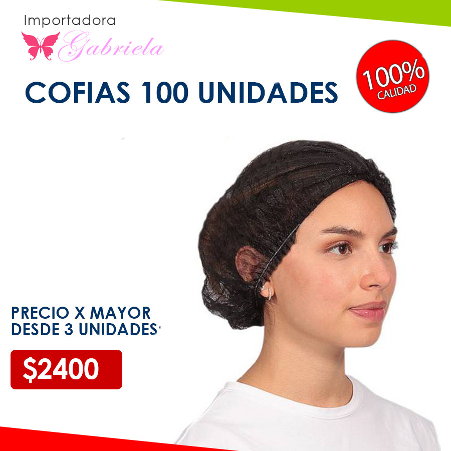 Cofias negras 100 unidades