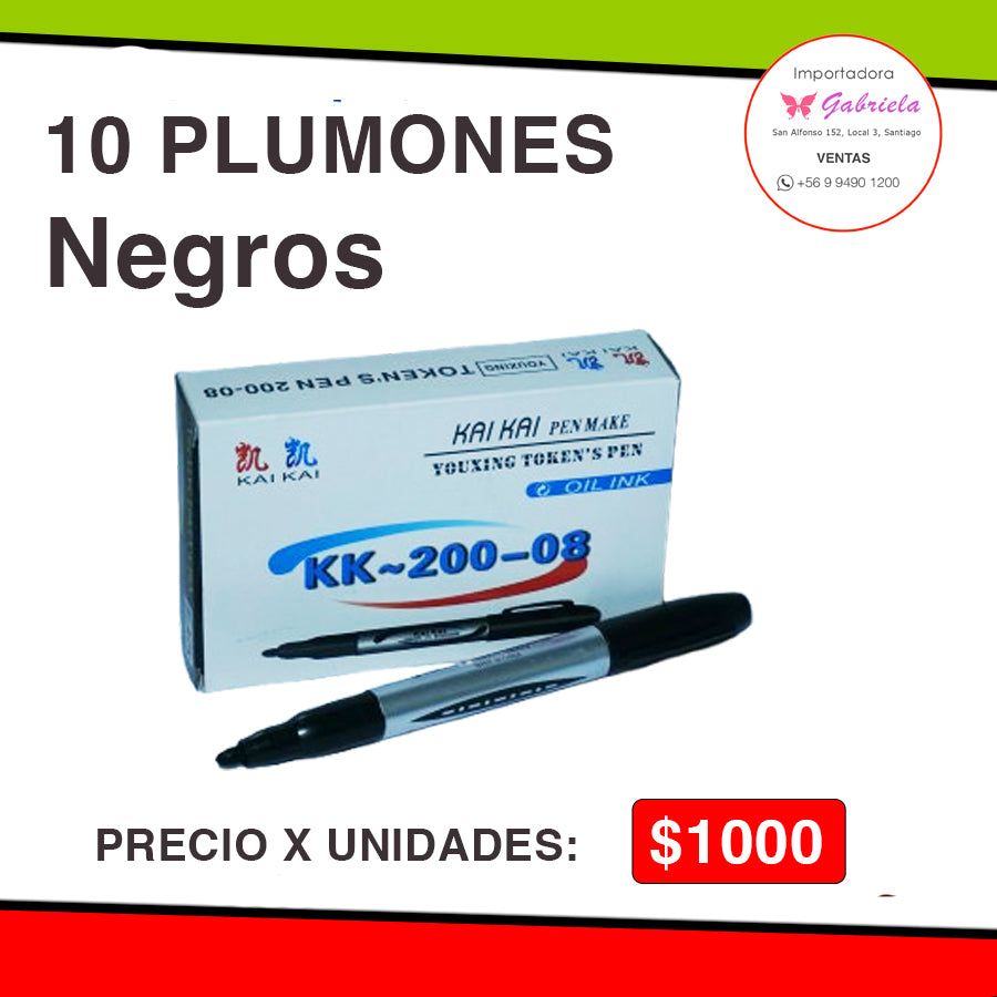 Plumones Negros - 10 Unidades