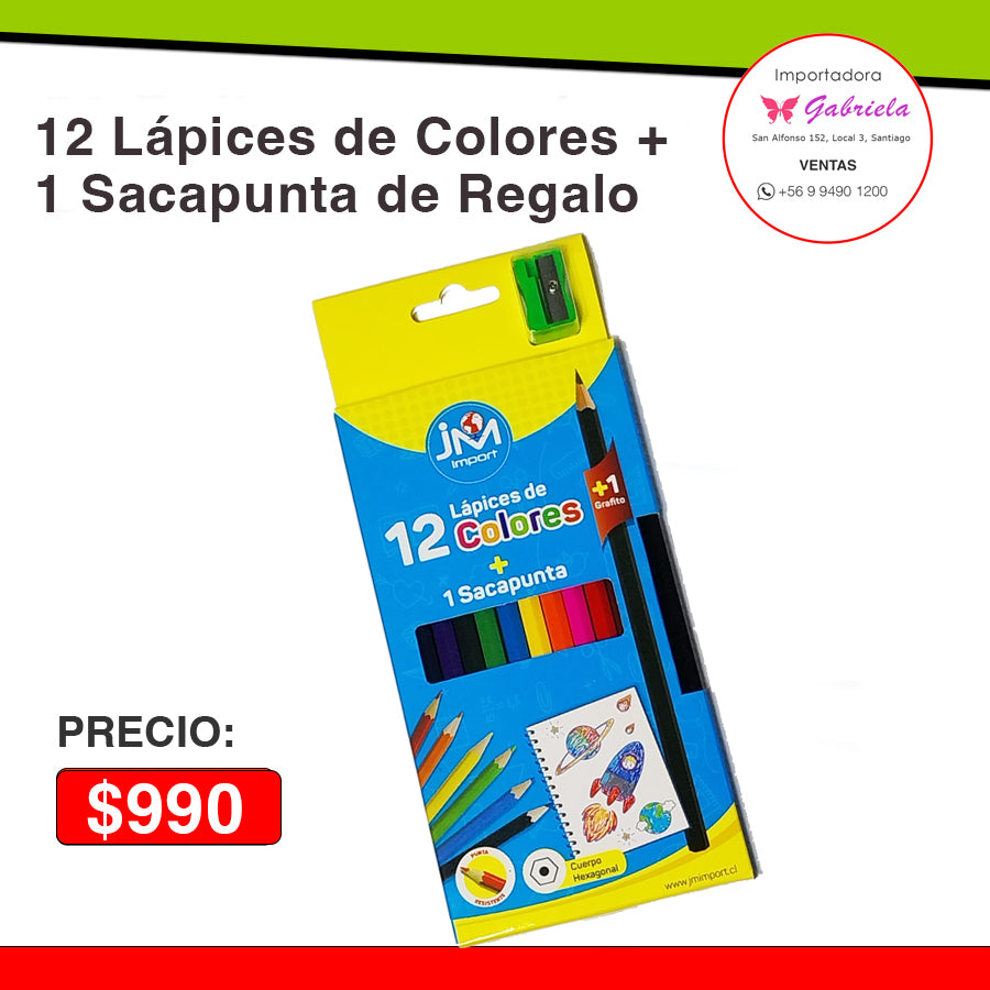 Lápices de Colores +  1 Saca punta de Regalo