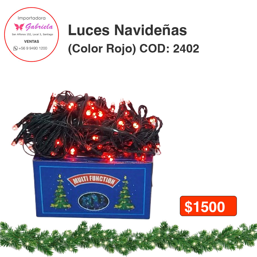 Luces Navideñas Color Rojo codigo 2402