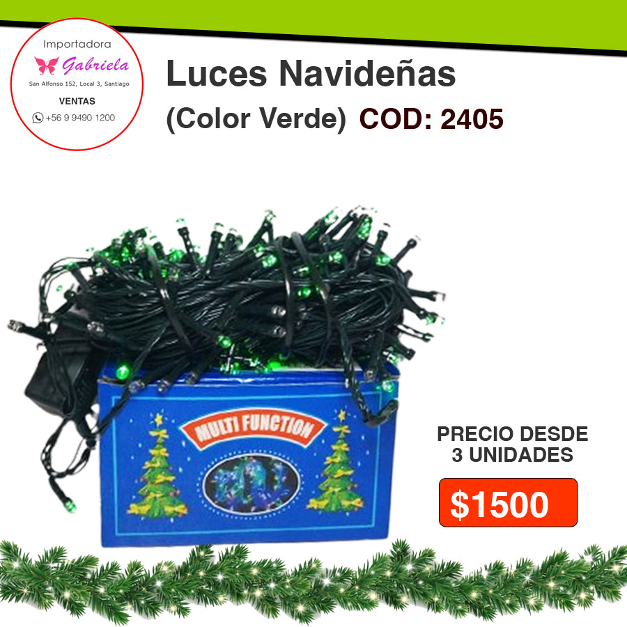 Luces Navideñas color verde codigo 2405
