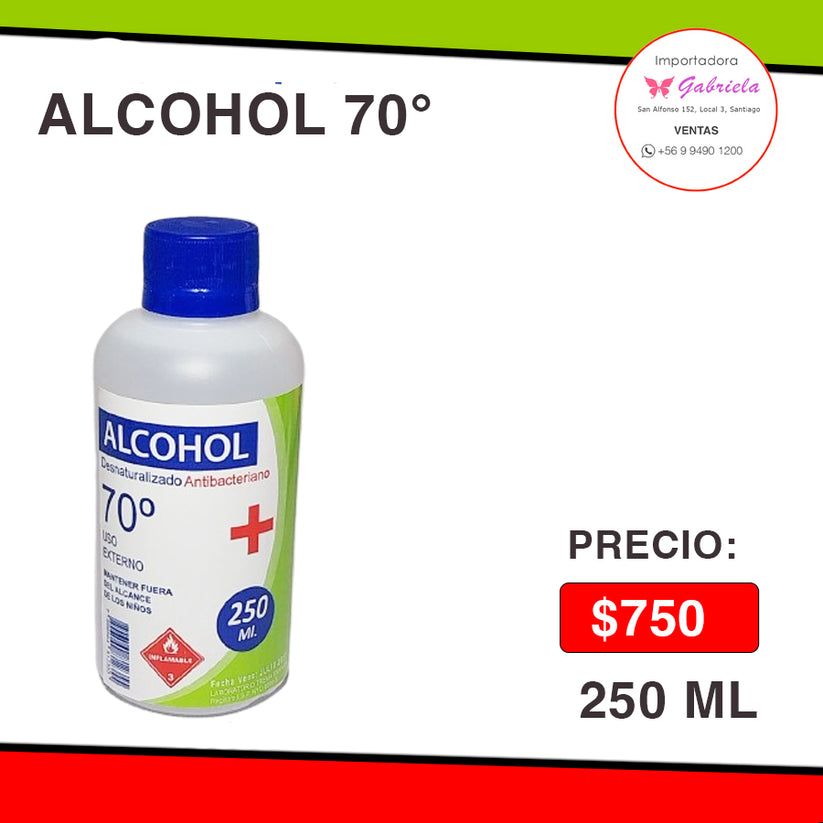ALCOHOL DE 70 GRADOS - 250 ML – Importadora Gabriela