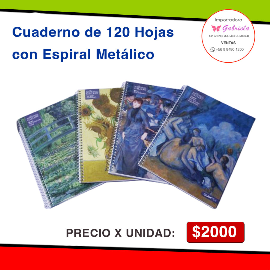 Cuadernos  de  120 hojas con Espiral Metálico