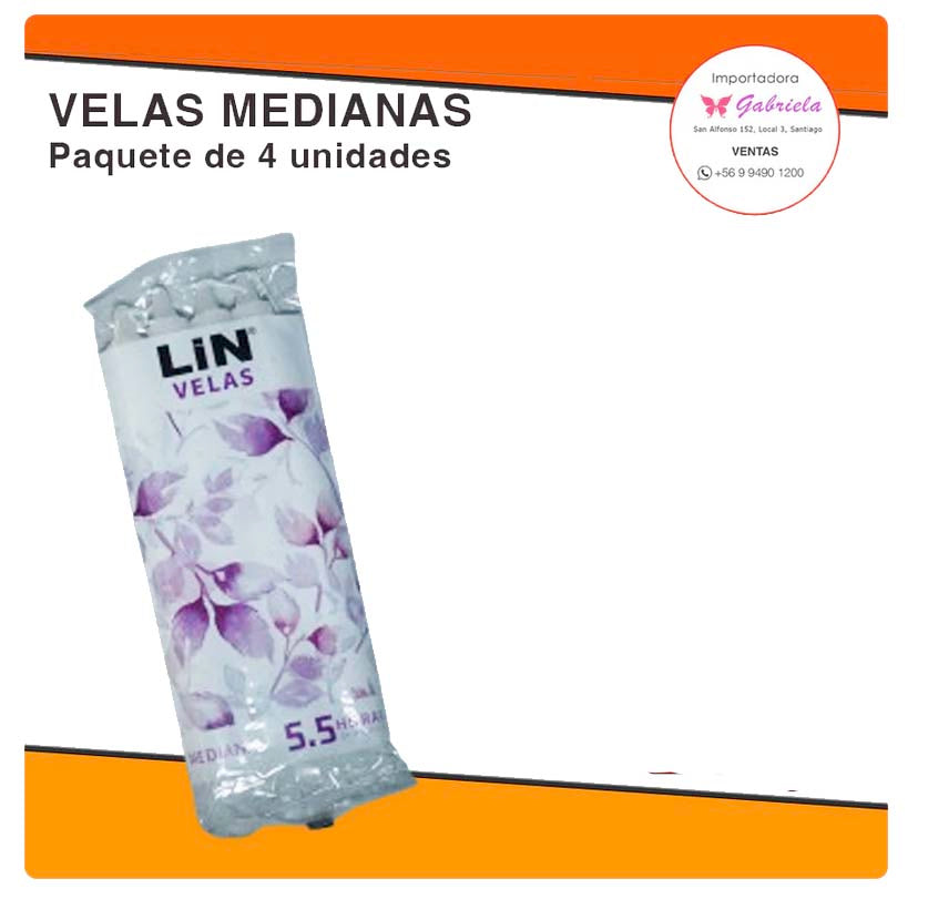 VELAS MEDIANAS  - 4 UNIDADES