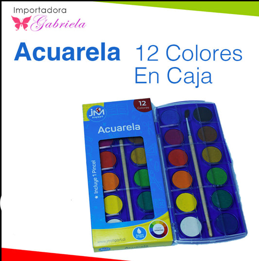 Acuarela en caja 12 colores