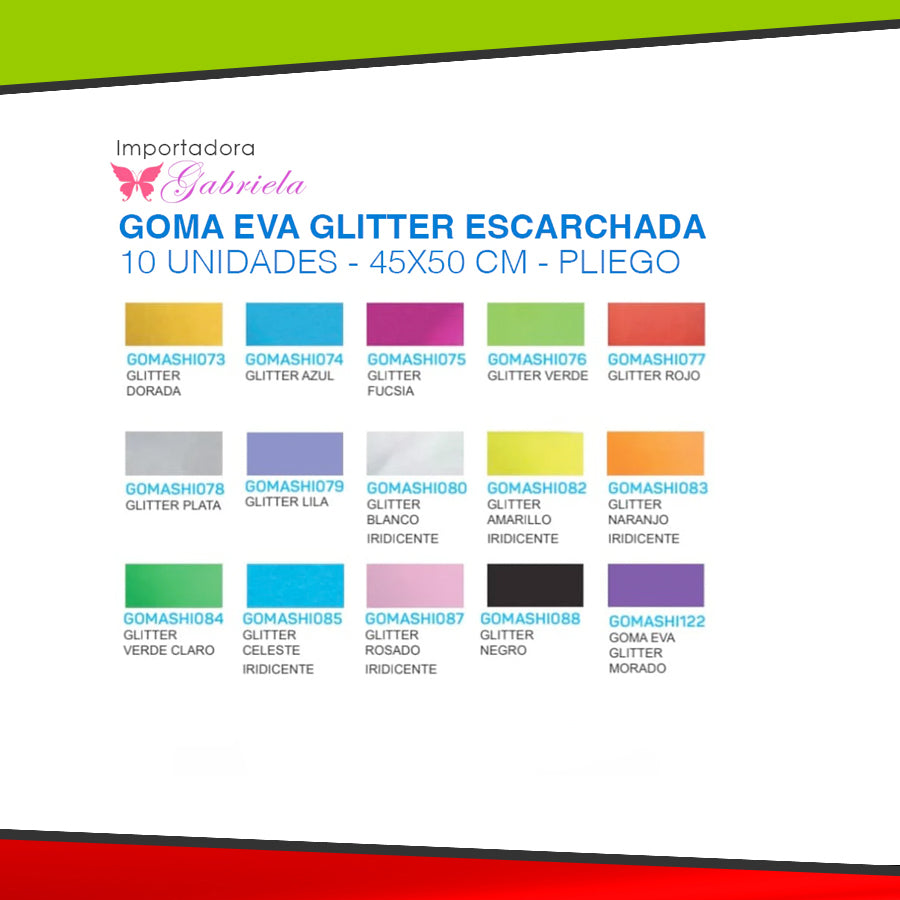 GOMA EVA GLITTER ESCARCHADA (PLIEGO COMPLETO)