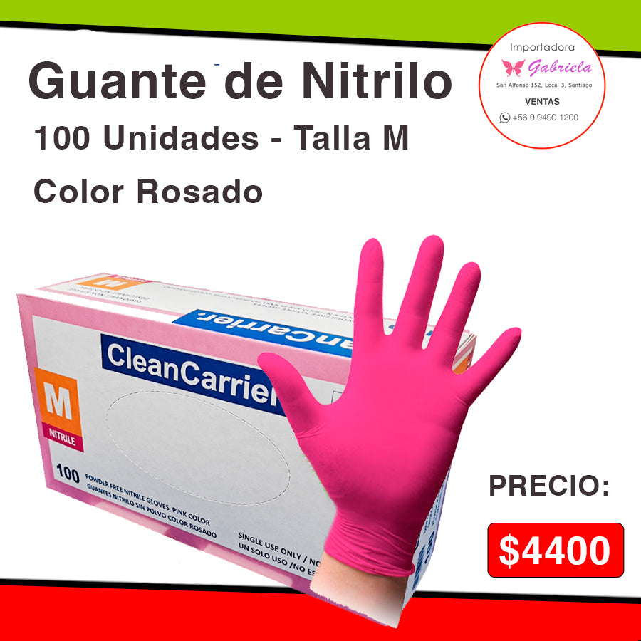 Guantes de Nitrilo Talla M - Color Rosado