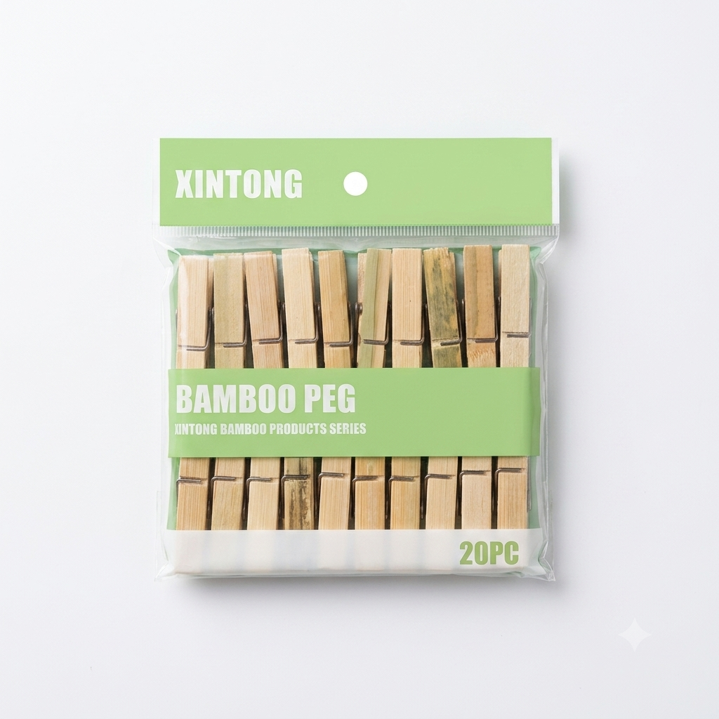 Pinzas para Ropa de Bambú XINTONG – Pack de 20 Unidades - PRECIO X MAYOR DE 3 UNID