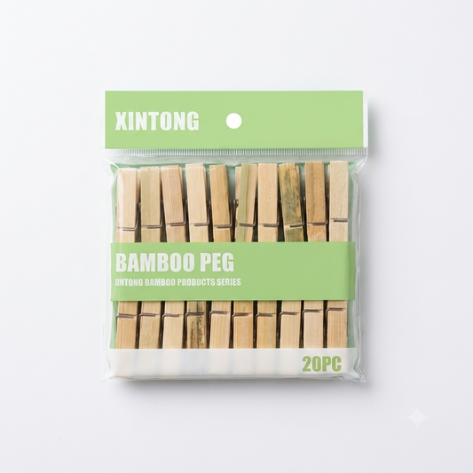 Pinzas para Ropa de Bambú XINTONG – Pack de 20 Unidades - PRECIO X MAYOR DE 3 UNID