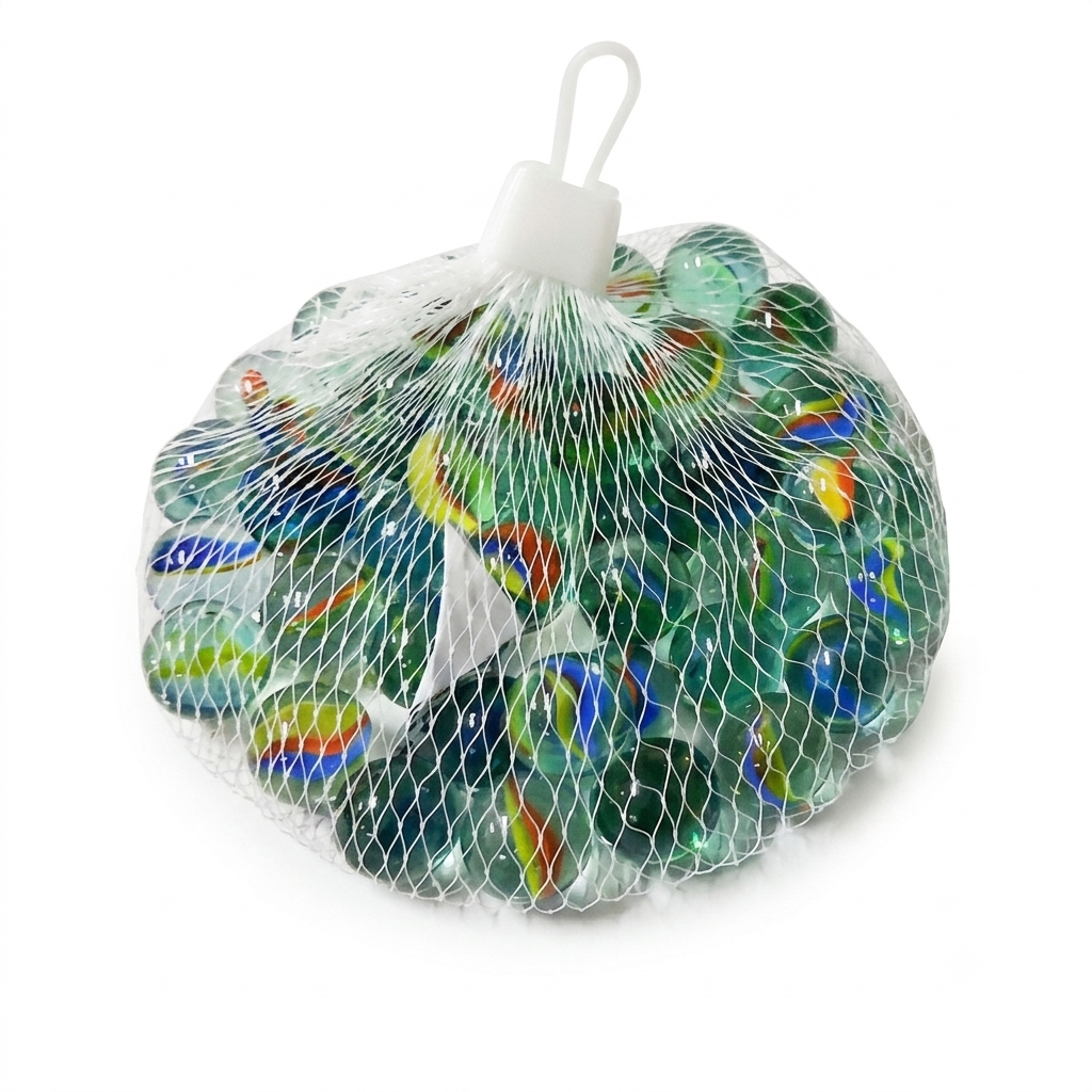 Malla de Bolitas de Vidrio Tradicionales – Pack de Canicas para Juegos Típicos - Precio X Mayor de 3 unid