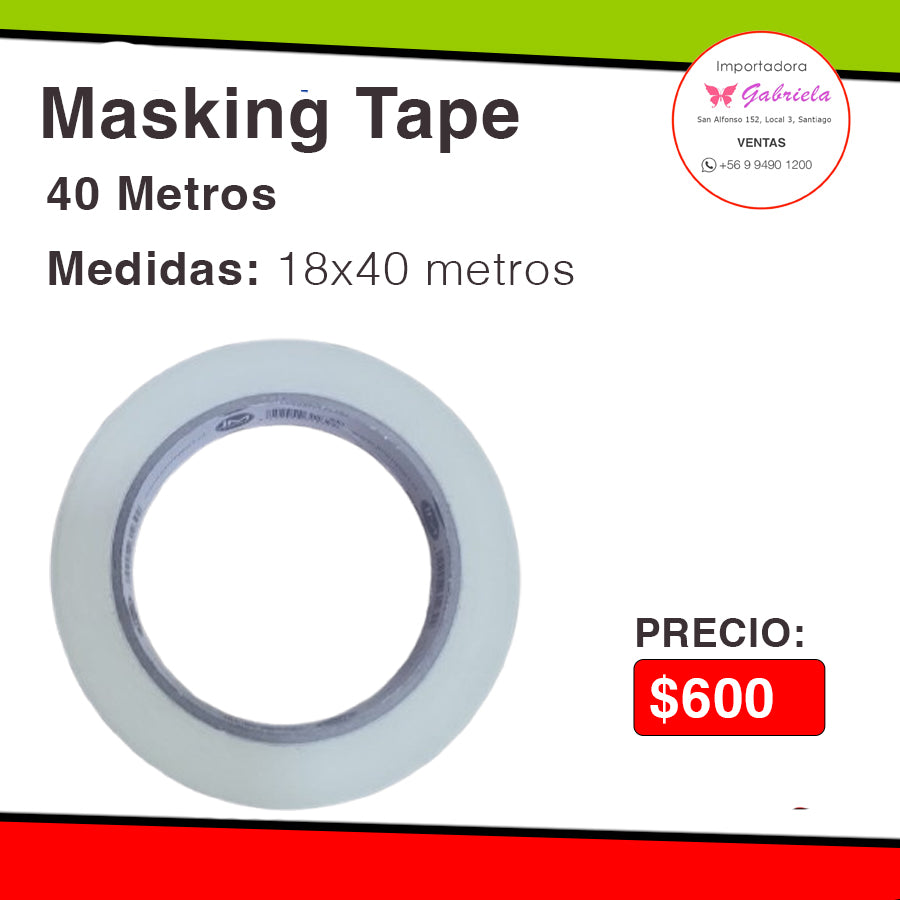Masking Tape 40 Metros - Medidas: 18x40 metros