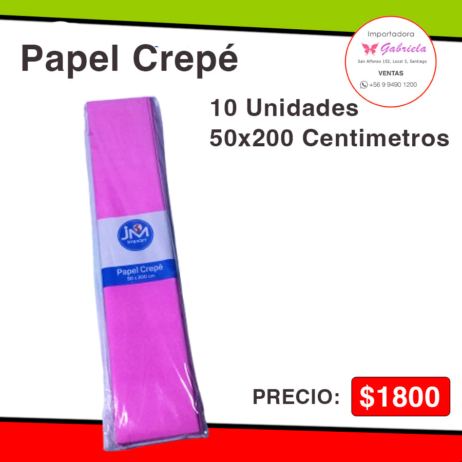 Papel Crepé Color Fucsia - 10 unidades