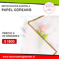 PAPEL COREANO 20 UNIDADES