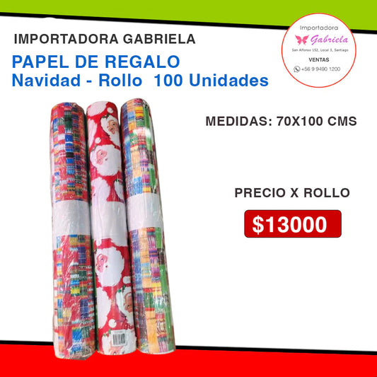 Papel de Regalo Navidad - Rollo de 100 unidades - 10 diseńos - papel tradicional