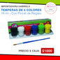 Tempera de 6 Colores 18 ml con Pincél de Regalo