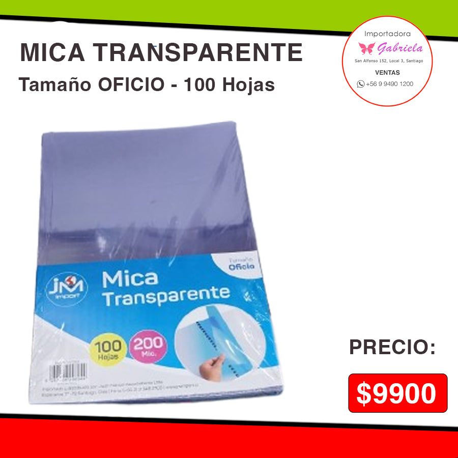 Mica Tranasparente Tamaño Oficio