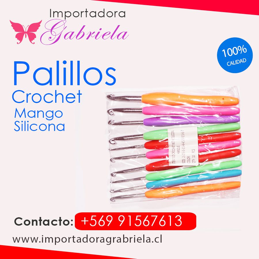 Palillos a Crochet con Mango de Silicona