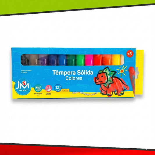 Tempera Sólida 10 gramos x Barra, 12 Barras
