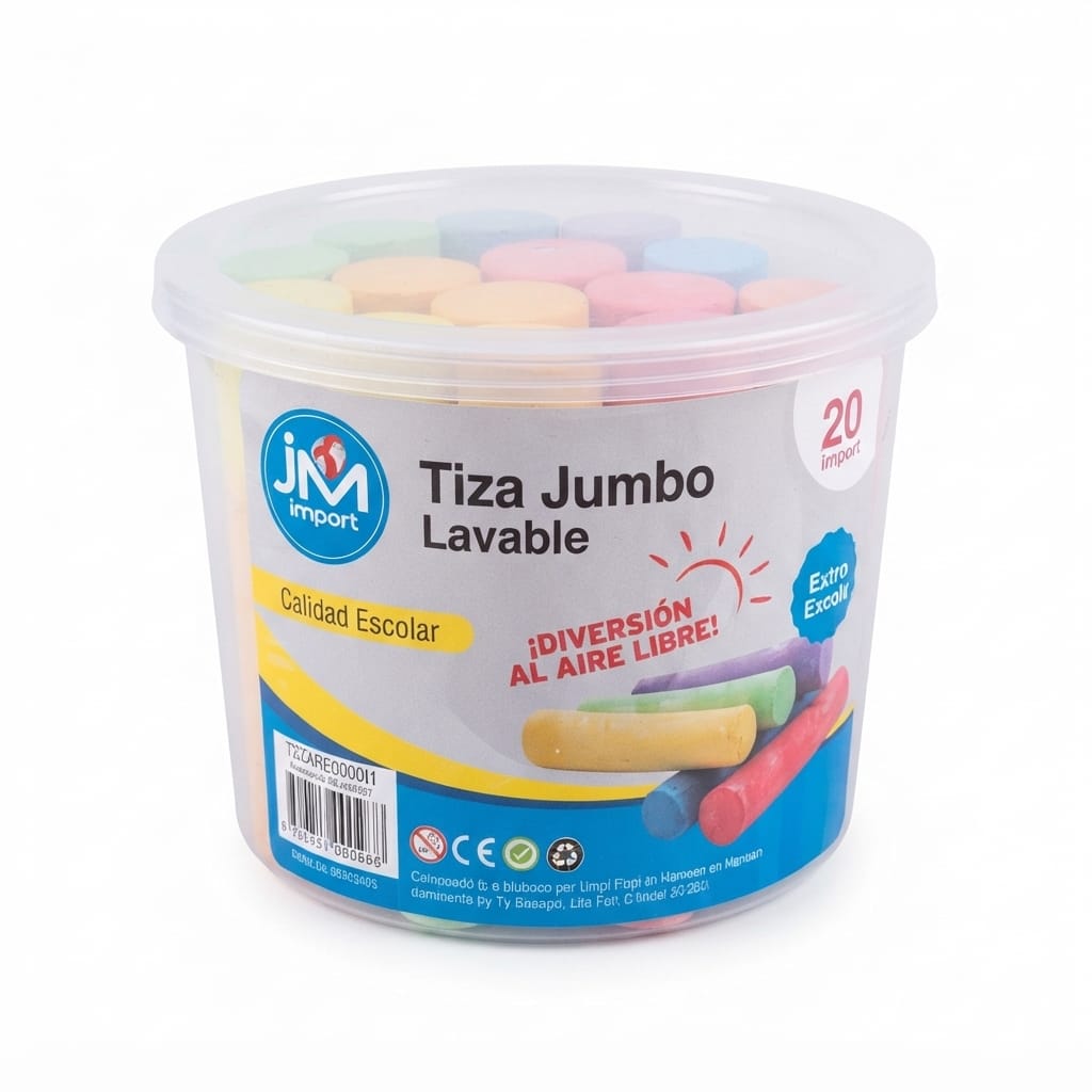 Tiza Jumbo Lavable JM Import (Balde con 20 Unidades)