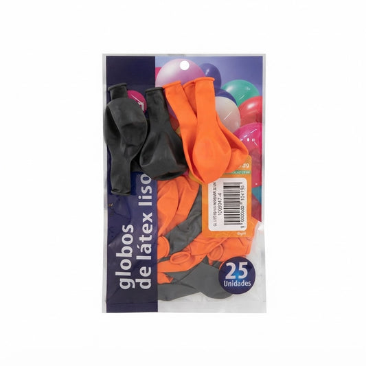 Bolsa de 25 Globos de Látex Naranja y Negro - Ideales para Halloween y Fiestas Temáticas