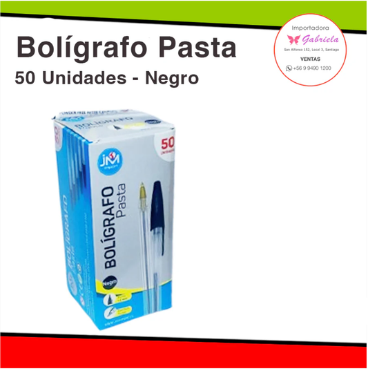 Bolígrafo a Pasta color Negro de 50 Unidades